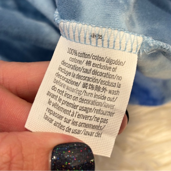 Victoria's Secret PINK Oversize Varsity Sweatshirt Glitter Color Tie Dye Blue LG - Picture 5 of 10